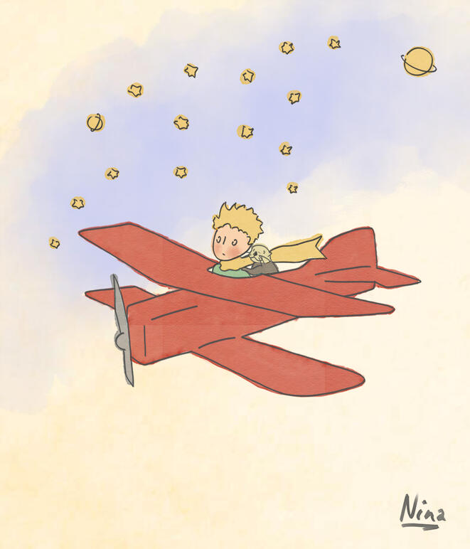 The Little Prince in a plane with sea otter