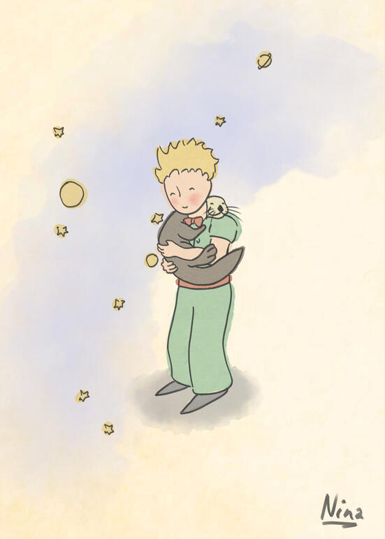 The Little Prince hugging sea otter